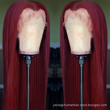 Yeswigs 99J 27 30 Colored Raw Mink Brazilian Virgin Cuticle Aligned Human Hair Hd Full Lace Front Wig Human Hair For Black Women